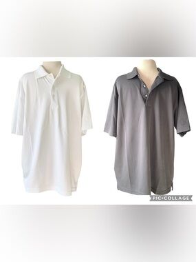 PGA Tour Air Flux White and Gray Men's Polo Shirt Bundle
